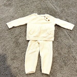Cream Knit Baby Sweater and Pants Set